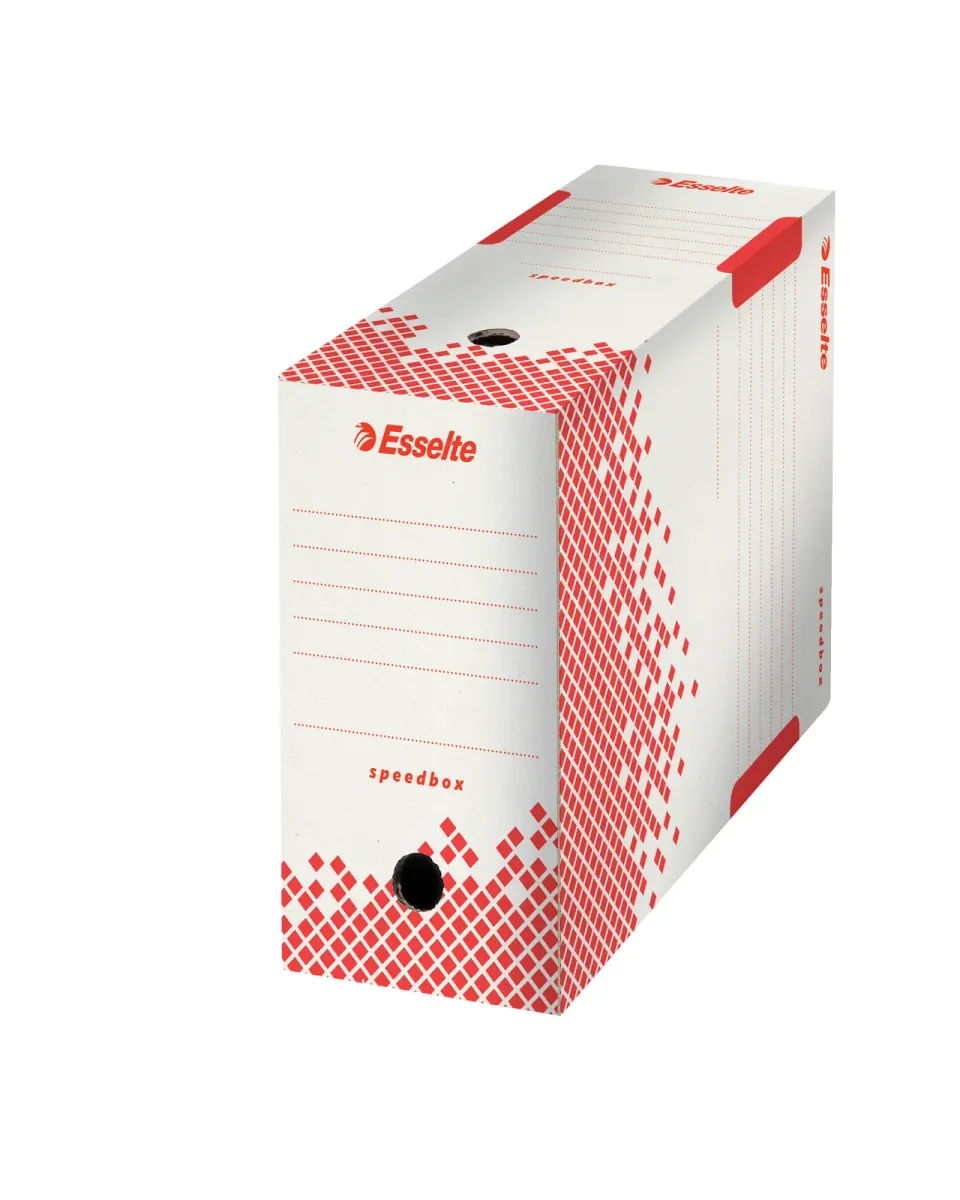 LEITZ Esselte Speedbox rychle-složitelná archivační krabice 150 mm, bílá-červená