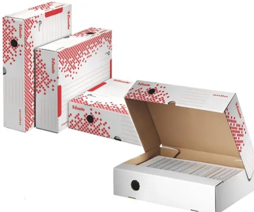 LEITZ Esselte Speedbox rychle-složitelná archivační krabice 150 mm, bílá-červená