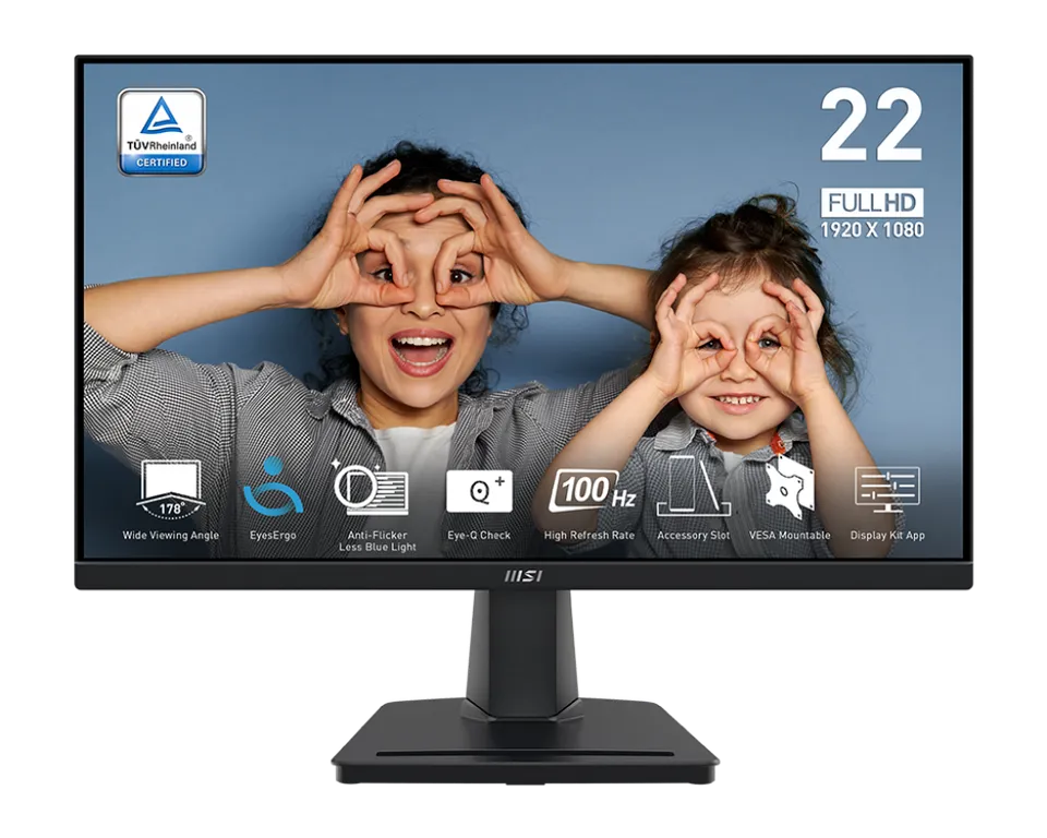 MSI monitor PRO MP225V, 21,5" VA/1920 x 1080 FHD/100Hz/1ms/HDMI/D-Sub/černá