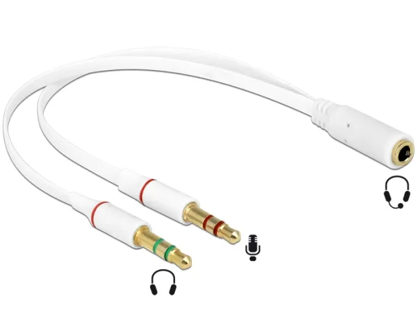 Delock Headset Adapter 1 x 3.5 mm 4 pin Stereo jack female > 2 x 3.5 mm 3 pin St