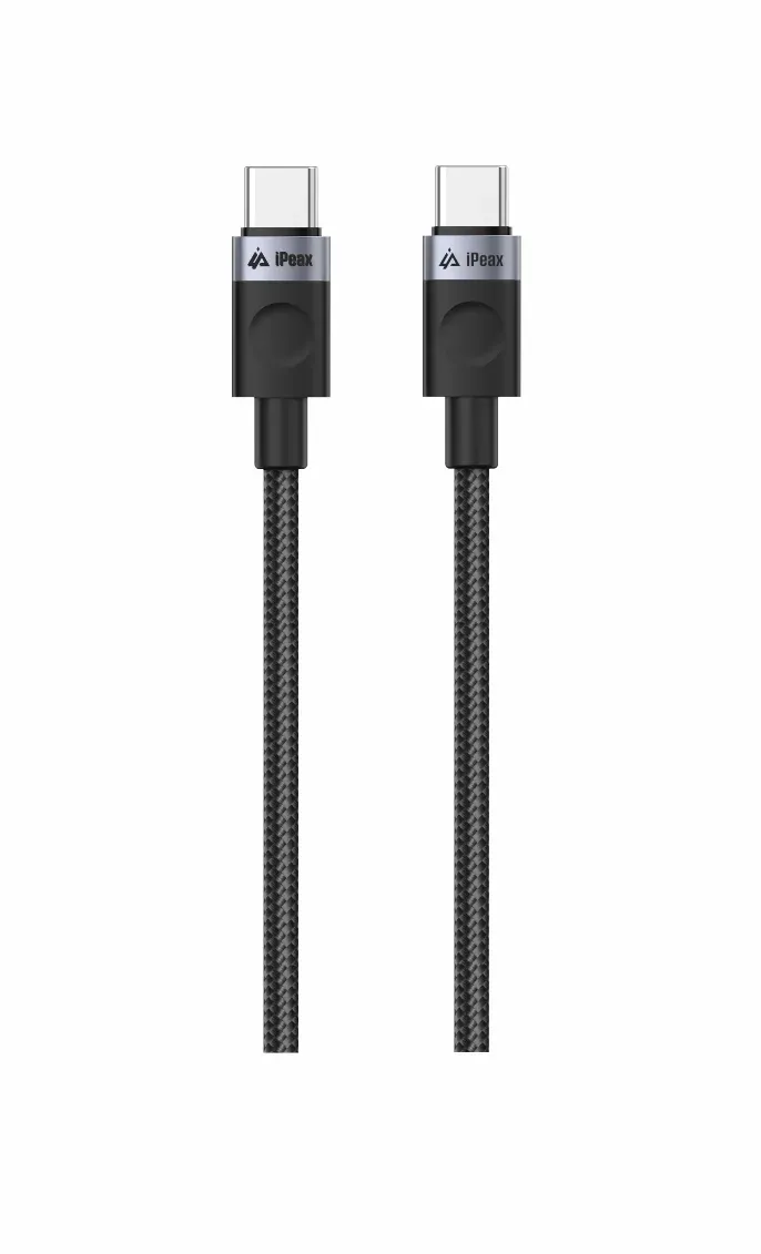 TEXTILNÍ KABEL USB-C / USB-C 1M, USB 2.0 ČERNÝ