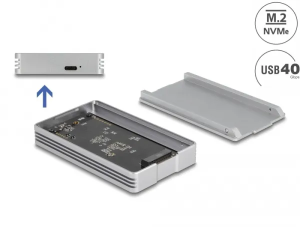 Delock Pouzdro USB4 40 Gbps na 1 x SSD M.2 NVMe - beznástrojový
