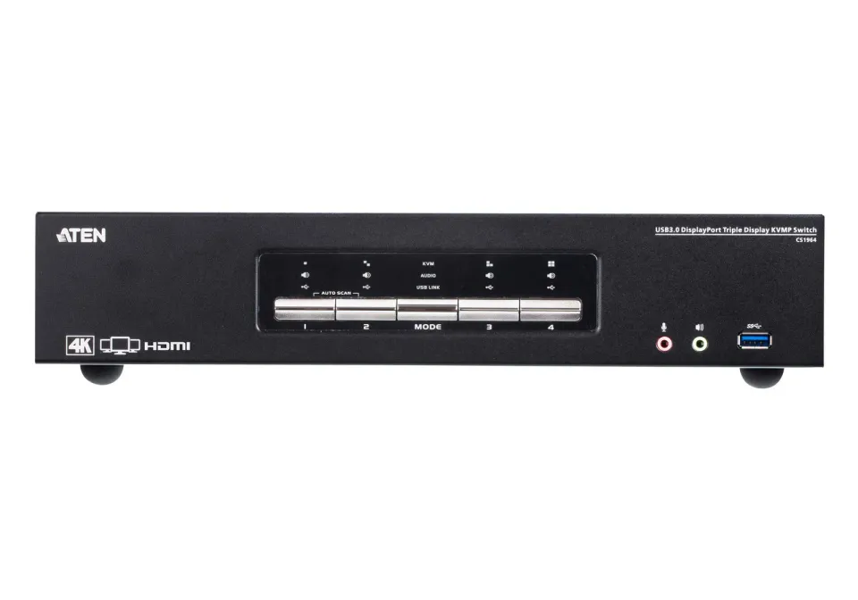 ATEN CS1964-AT-G 4portový přepínač KVMP USB3.0 4K DisplayPort Tři Monitory