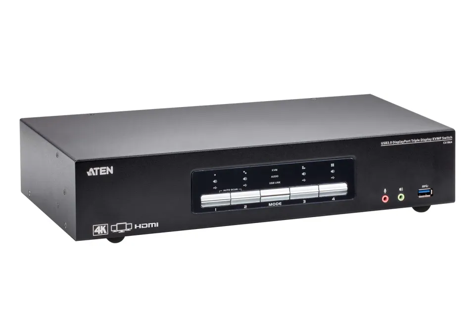 ATEN CS1964-AT-G 4portový přepínač KVMP USB3.0 4K DisplayPort Tři Monitory