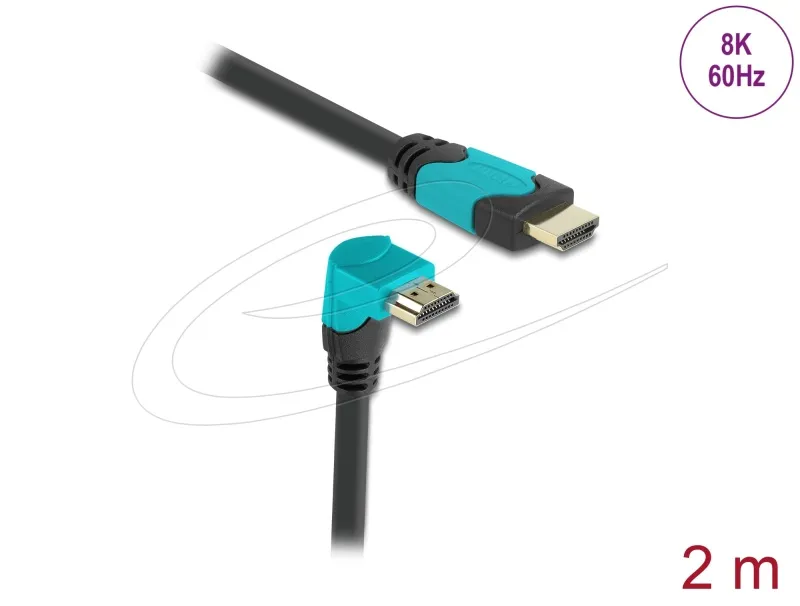 Delock High Speed HDMI kabel samec přímý na samec 90° pravoúhlý dolů 48 Gbps 8K (86992)
