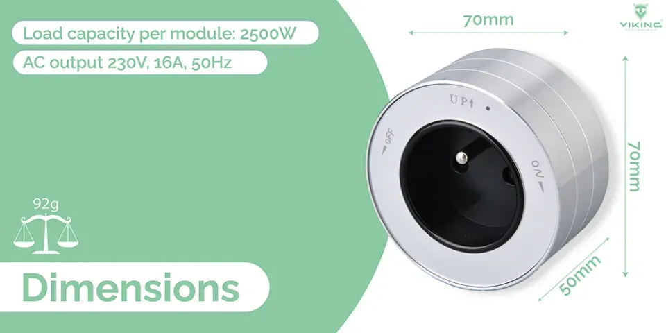 Viking zásuvkový modul A30, zásuvka 230 V, stříbrná