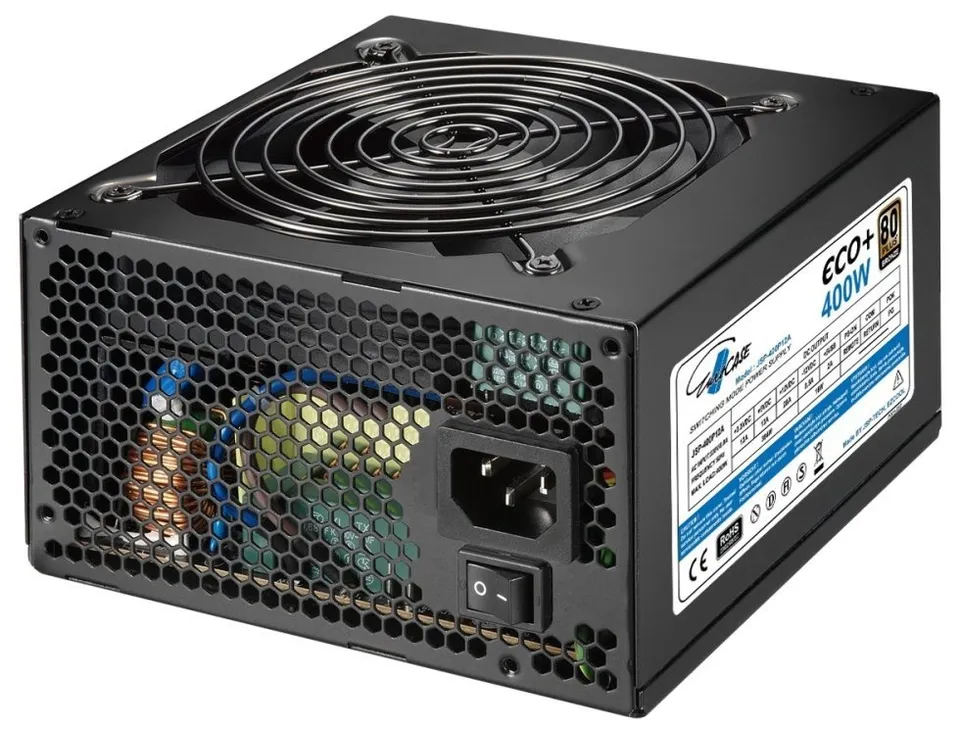OPRAVENÉ - EUROCASE zdroj Eco+ 400W / 80+BRONZE / 12cm fan / PFC ATX 20/24pin / 5x SATA