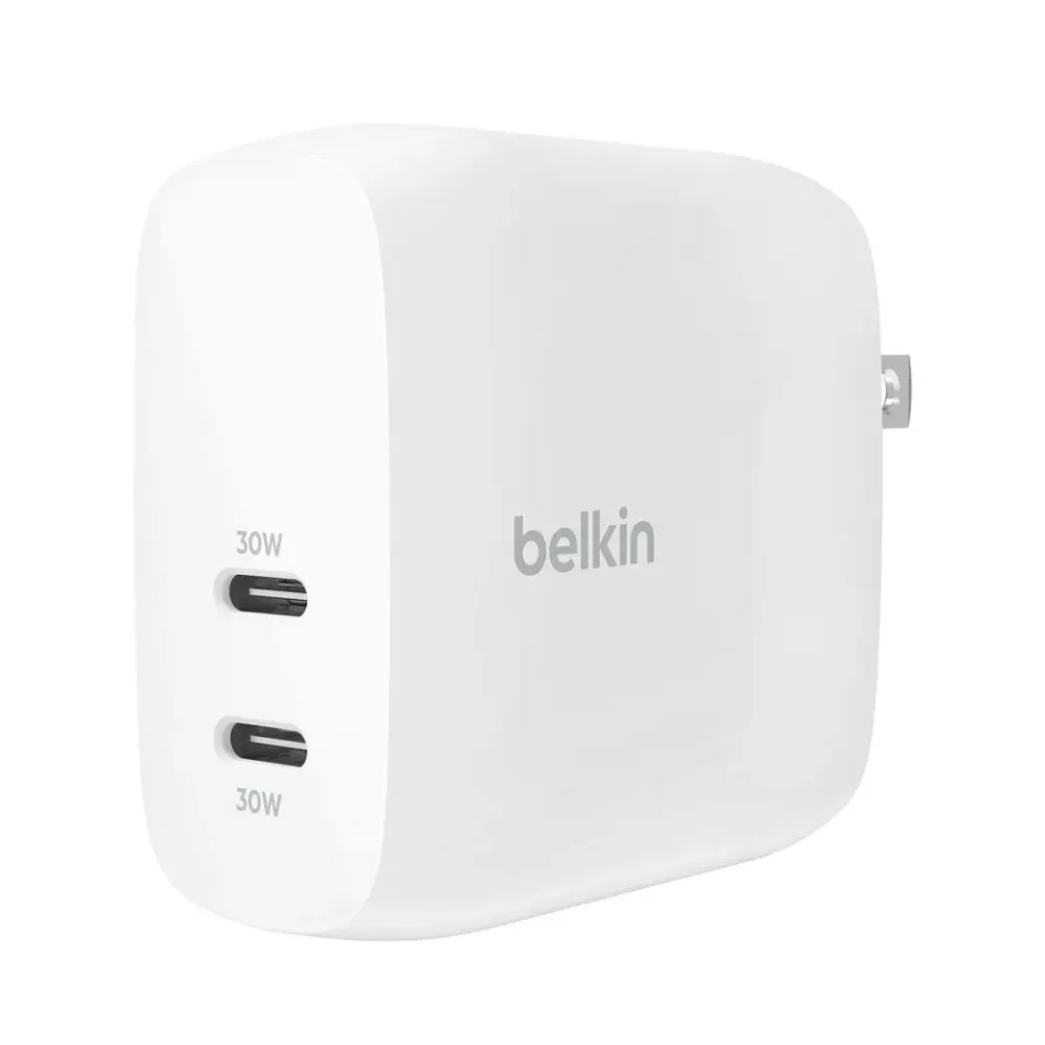 Belkin BOOST CHARGE Duální 60W USB-C Power Delivery PPS nástěnná nabíječka, bílá