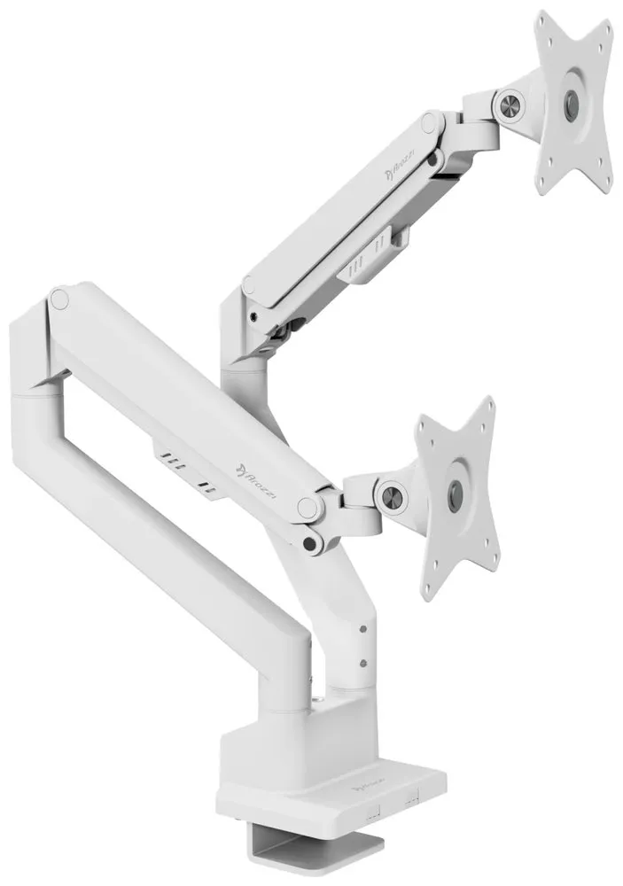AROZZI ALZARE NEO DUO White/ stolní držák pro 2 monitory/ plynový píst/ kovový/ bílý