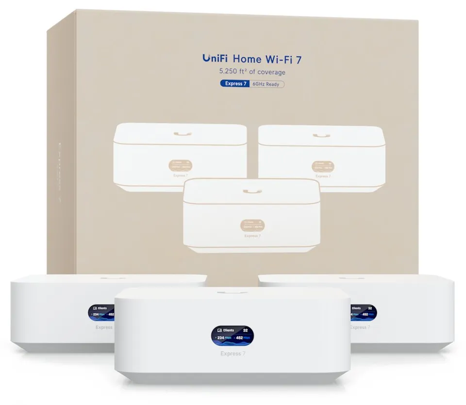 Ubiquiti UniFi Whole Home WiFi 3-pack - Sada 3x UniFi Express 7, MLO Meshing, Wi-Fi 7, 2,4/5/6GHz