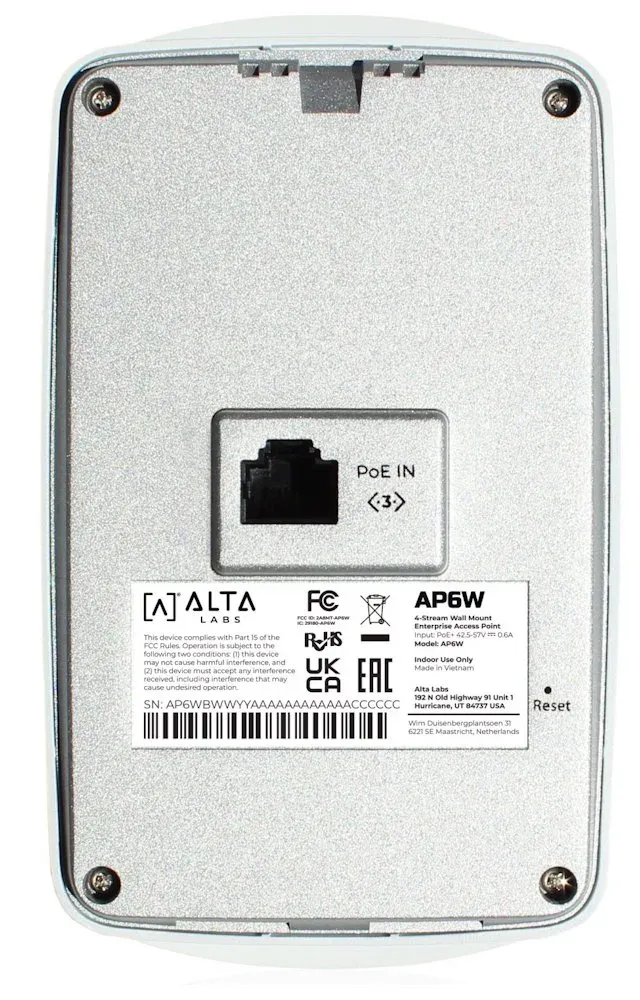 Alta Labs AP6W Wi-Fi 6, Wall mount enterprise Access Point