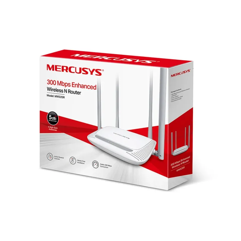 MERCUSYS MW325R WiFi4 router (N300, 2,4GHz, 3x100Mb/s LAN, 1xMb/s WAN)