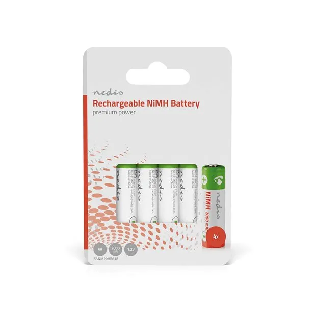 Nedis BANM20HR64B - Dobíjecí Ni-MH Baterie AA | 1.2 V | 2000 mAh | 4 kusy | Blis
