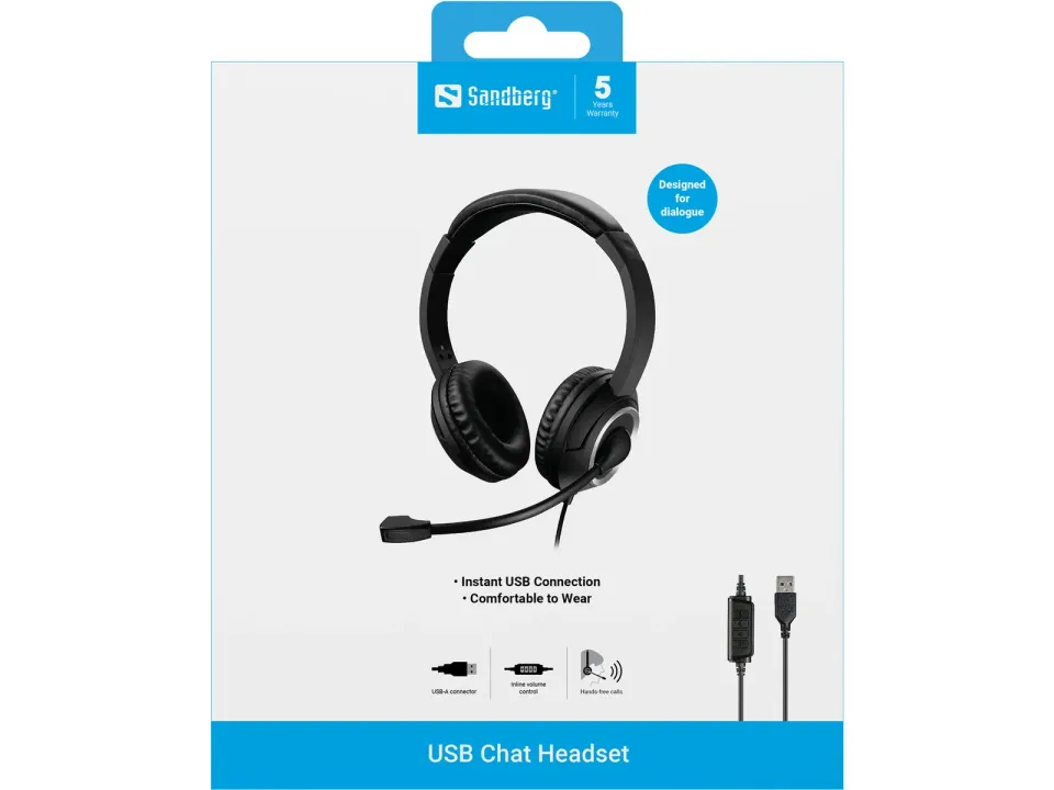 Sandberg PC sluchátka USB Chat Headset s mikrofonem, černá