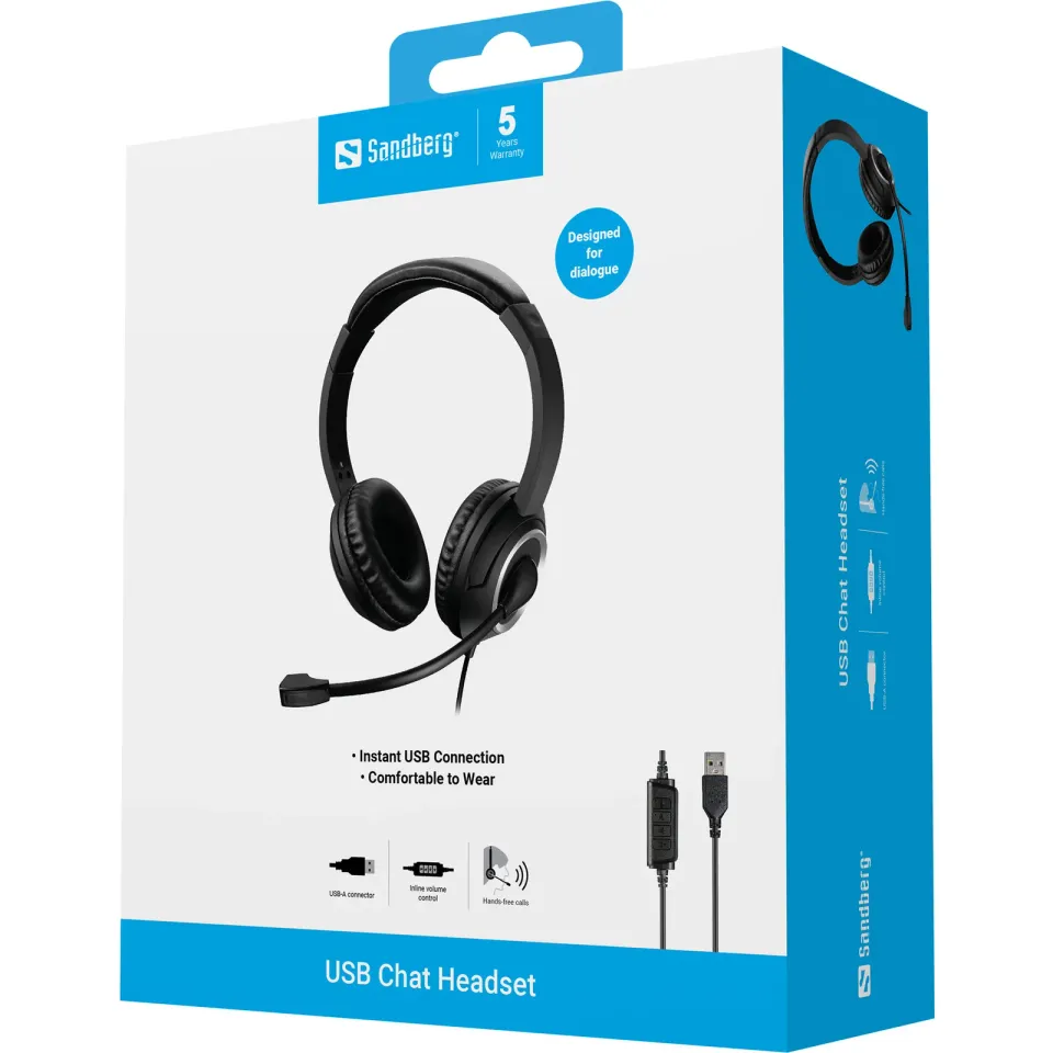 Sandberg PC sluchátka USB Chat Headset s mikrofonem, černá