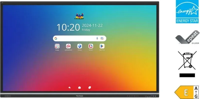 ViewSonic dotykový panel IFP8651 4K 86" Android 14 EDLA, 50 Multi touch,400nits,16G RAM/128GB,OPS slot,HDMI,VGA, DP,USB