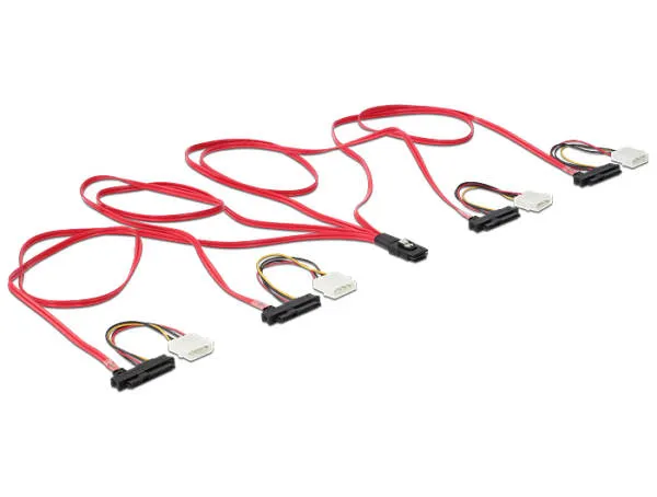 Delock Cable mini SAS SFF-8087 > 4 x SAS SFF-8482 + power 1 m