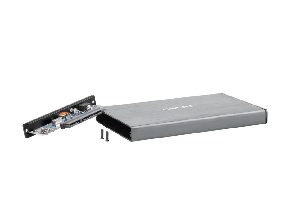 Externí box pro HDD 2,5" USB 3.0 Natec Rhino Go, šedý, hliníkové tělo