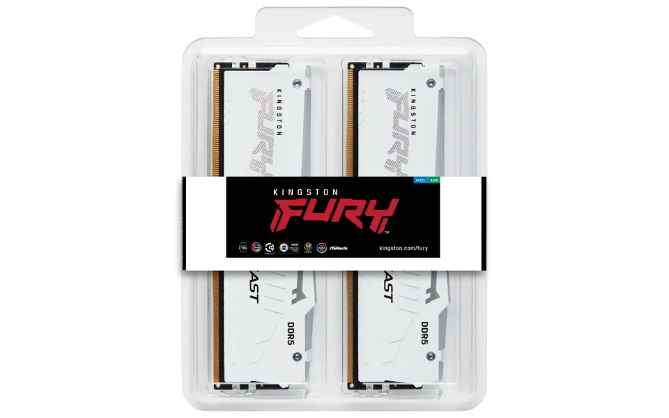 KINGSTON 32GB 6000MT/s DDR5 CL36 DIMM (Kit of 2) FURY Beast White RGB EXPO
