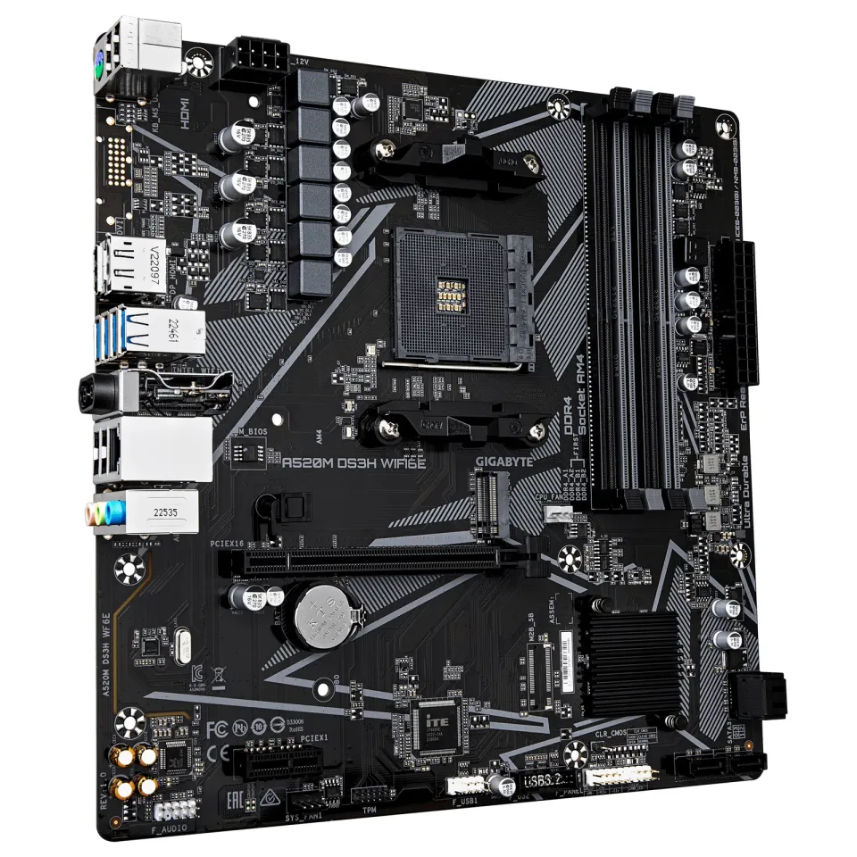 GIGABYTE MB Sc AM4 A520M DS3H WF6E, AMD A520, 4xDDR4, WiFi, 1xDP, 1xHDMI, mATX
