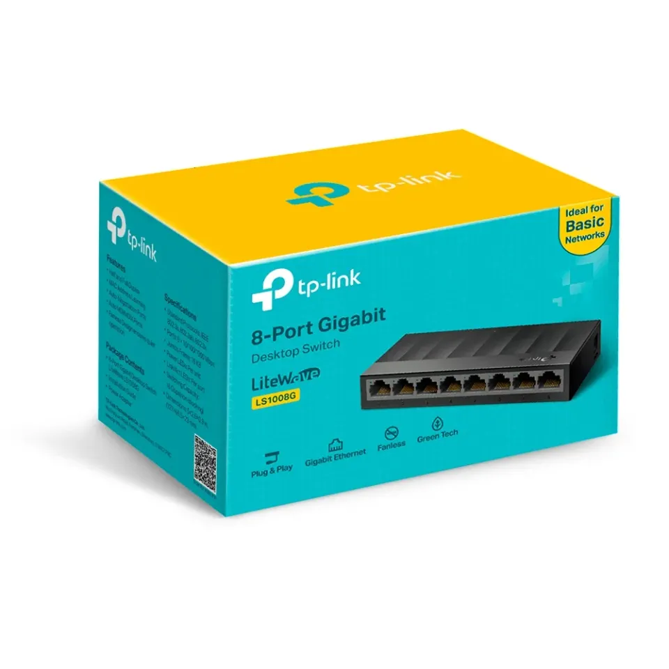 TP-LINK LS1008G 8xTP 10/100/1000Mbps 8port switch Fanless