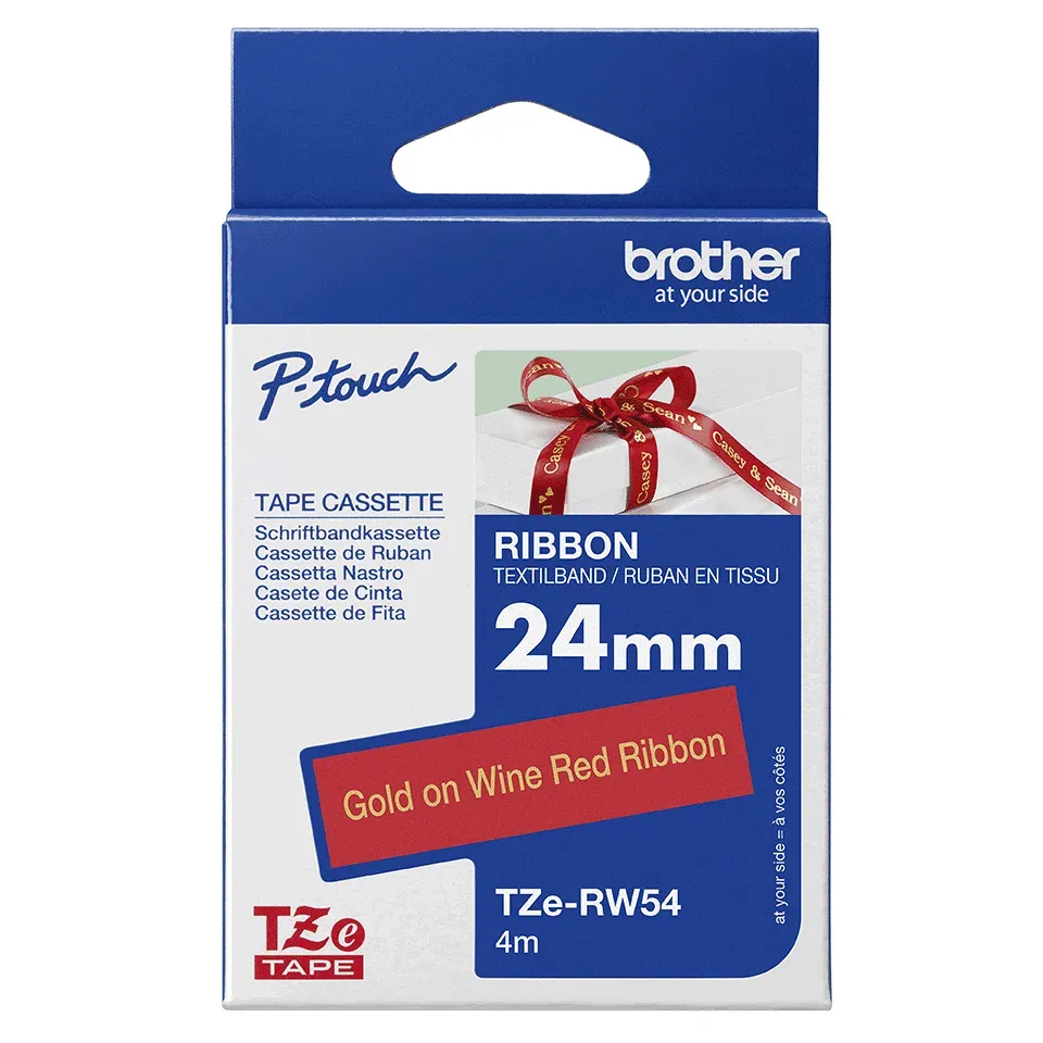 Brother - TZe-RN54 vínově červená / zlatá (24mm, 4m, textilní)