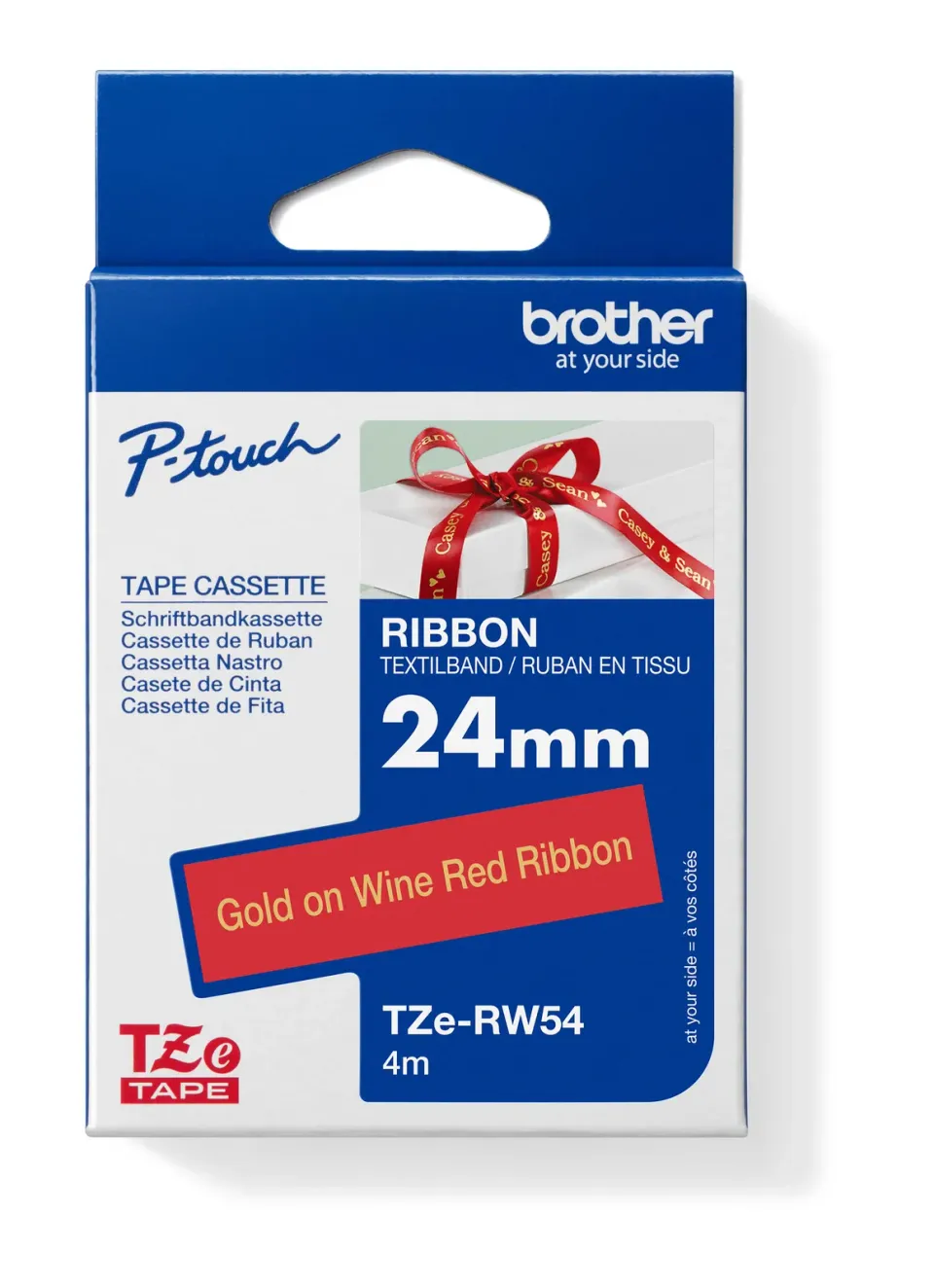 Brother - TZe-RN54 vínově červená / zlatá (24mm, 4m, textilní)