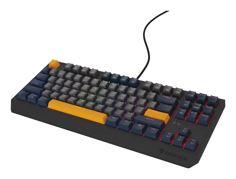GENESIS herní klávesnice THOR 230/TKL/RGB/Outemu Panda/Drátová USB/US layout/Naval Blue Negative