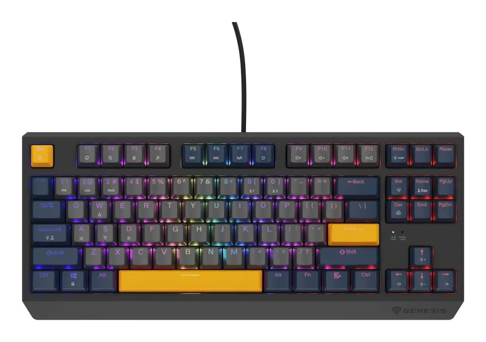 GENESIS herní klávesnice THOR 230/TKL/RGB/Outemu Panda/Drátová USB/US layout/Naval Blue Negative
