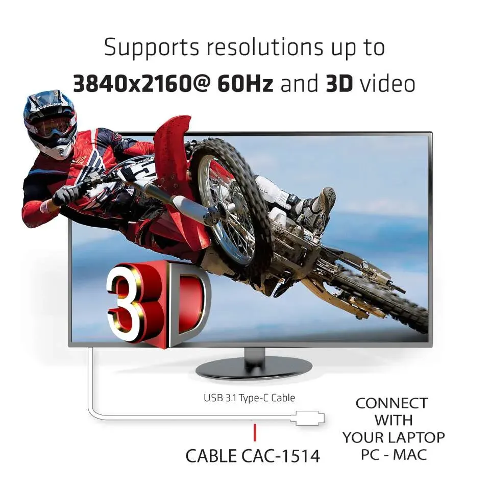 Club3D Kabel aktivní USB typ C na HDMI 2.0 4K60Hz UHD, 1,8m