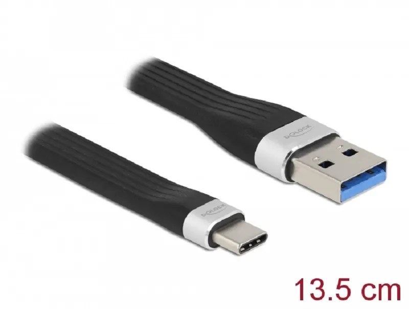 Delock USB 3.2 Gen 2, FPC plochý stuhový kabel, USB Typ-A na USB Type-C, 13,5 cm