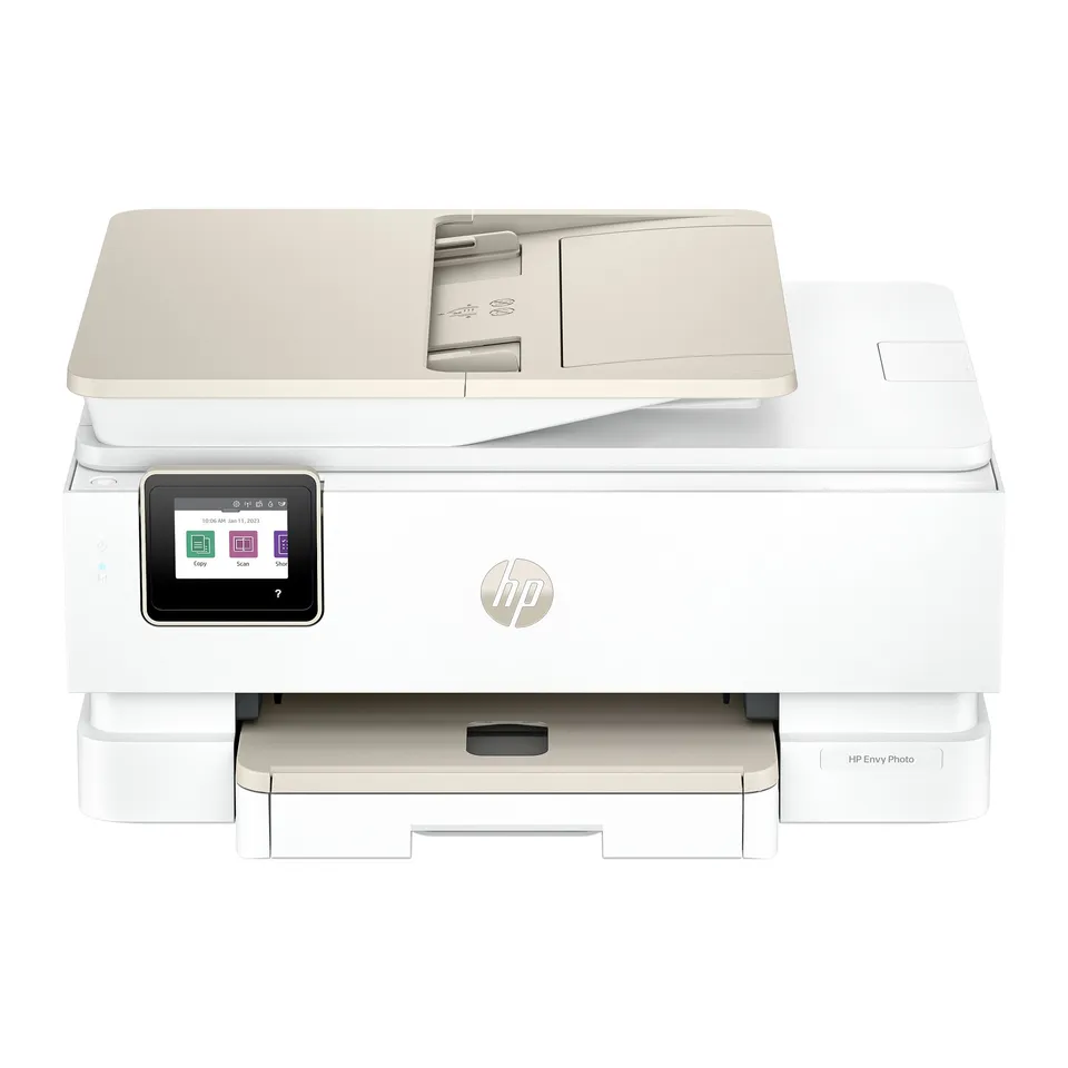 HP ENVY Photo 7930 – fotografická multifunkce A4 3 v 1, bílá s béžovými prvky, duplex, podavač dokumentů, zásobník na fotopapír, Wi-Fi