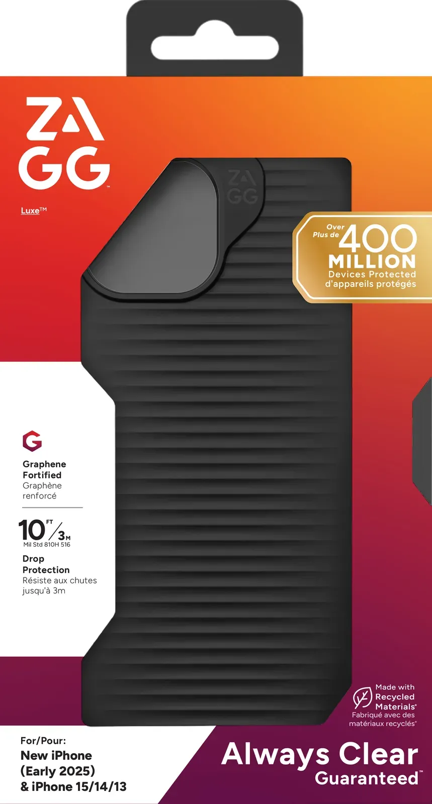 ZAGG kryt Luxe Apple 17e/16e/15/14/13 Černý