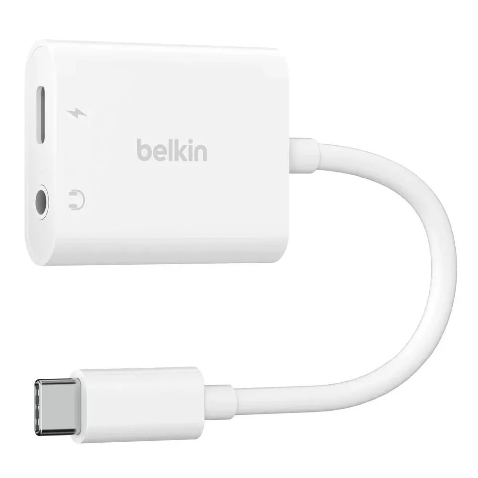 Belkin USB-C adaptér/rozdvojka 1x USB-C M/ 1x USB-C F napájení 60W + 1x 3,5mm ja