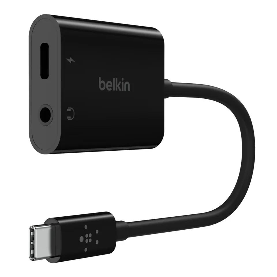 Belkin USB-C adaptér/rozdvojka 1x USB-C M/ 1x USB-C F napájení 60W + 1x 3,5mm ja (NPA004btBK)