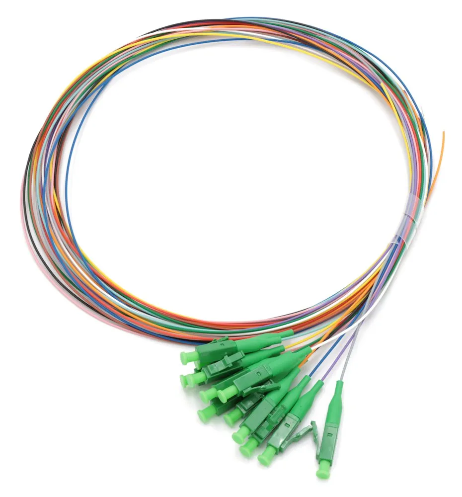 XtendLan FO pigtail LC/APC, 9/125, 0,9mm, 1m, sada 12 pigtailů různé barvy, G.652d, LS0H