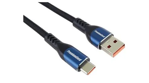 PremiumCord Super fast charging 5A kabel USB-C - USB 2.0 A bavlněný oplet 1,5m