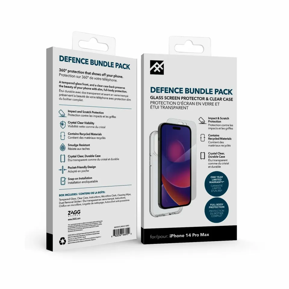 ZAGG Kryt Defence Ochrané sklo iPhone 14 Pro Max Bundle