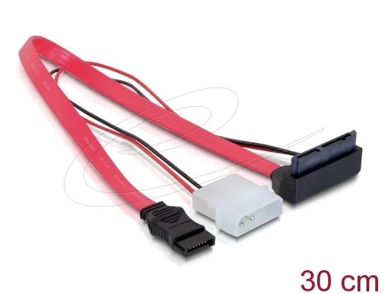 Delock Cable Micro SATA male > 2 pin power 5 V / 3,3 V + SATA 7 pin 30 cm upward