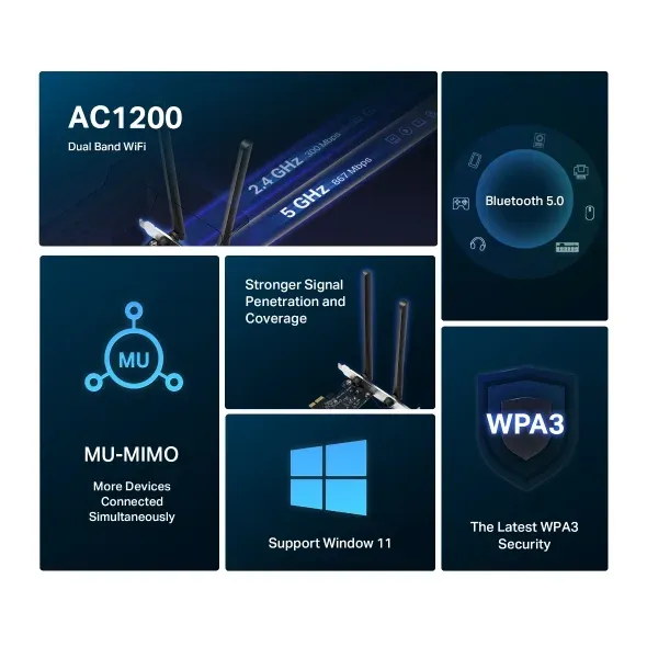 MERCUSYS MA30E - PCI Express Adaptér, Bezdrátový WiFi5 a Bluetooth 5.0