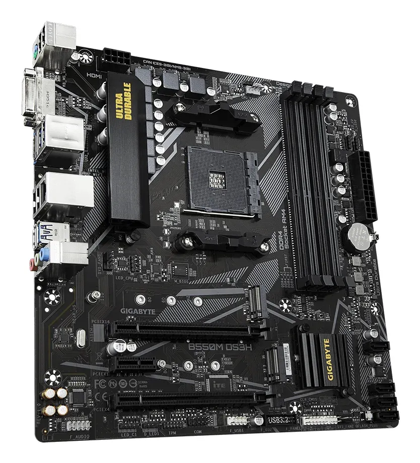 GIGABYTE MB Sc AM4 B550M DS3H, AMD B550M, 4 x DDR4, HDMI