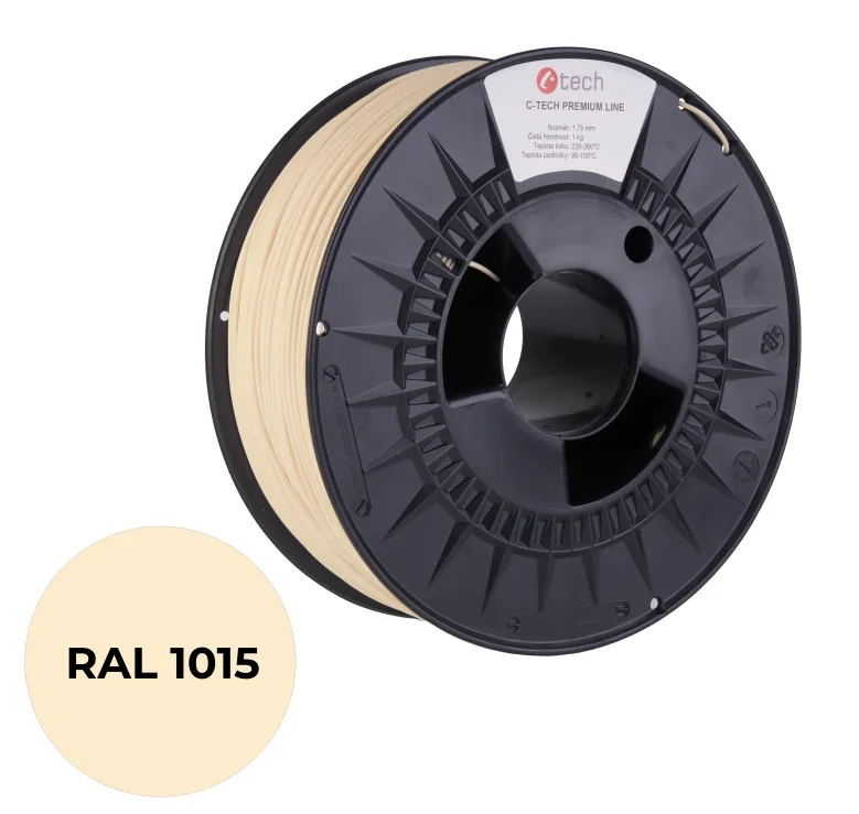 C-TECH tisková struna PREMIUM LINE ( filament ) , PETG,slonová kost světlá, RAL1