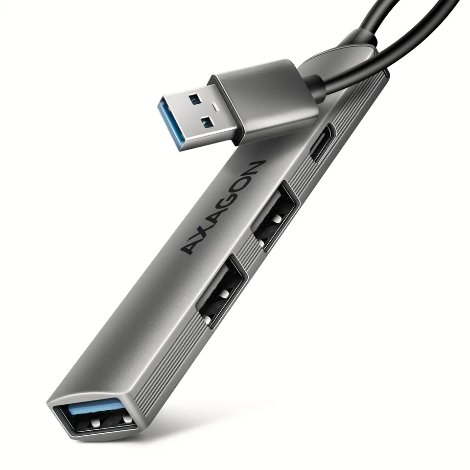 AXAGON HUE-STA, 4x USB ALU STRIP hub, 1x USB-A 5Gbps, 2x USB-A & 1x USB-C 480Mbp