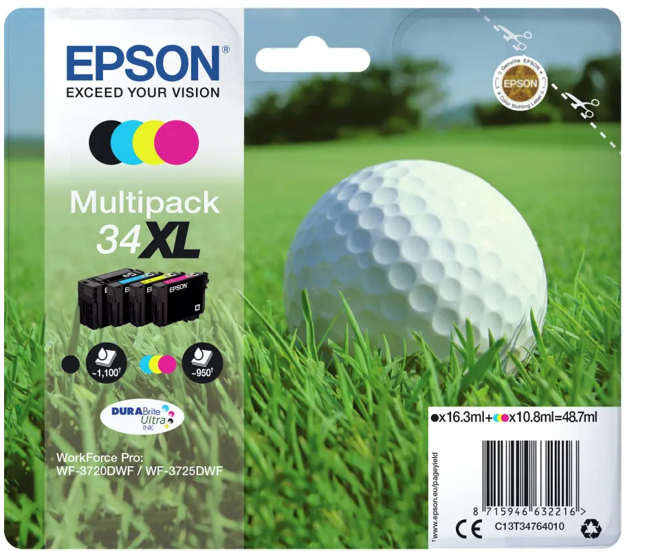EPSON cartridge T3476 (black/cyan/magenta/yellow) multipack (golfový míček) XL