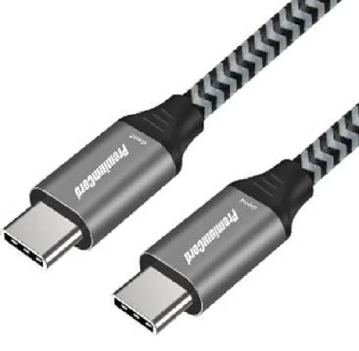 PremiumCord USB-C kabel ( USB 3.2 GEN 2x2, 5A, 100W, 20Gbit/s ) 2m, bavlněný opl (ku31cr2)