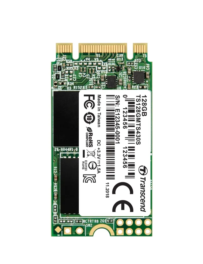 TRANSCEND MTS430S 128GB SSD disk M.2, 2242 SATA III 6Gb/s (3D TLC), 560MB/s R, 3