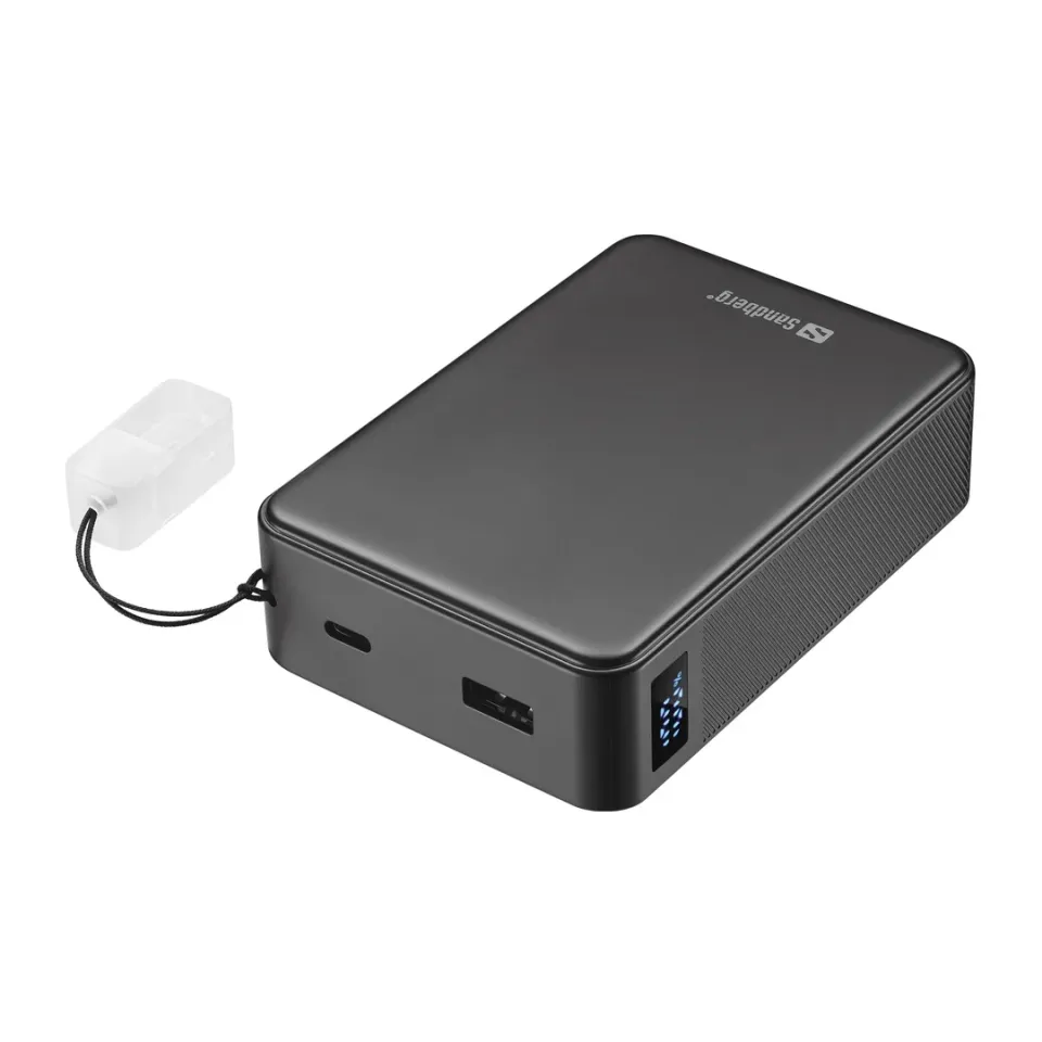 Sandberg Nano Powerbank 20000 mAh PD20W, kompaktní powerbanka s USB-C kabelem, černá