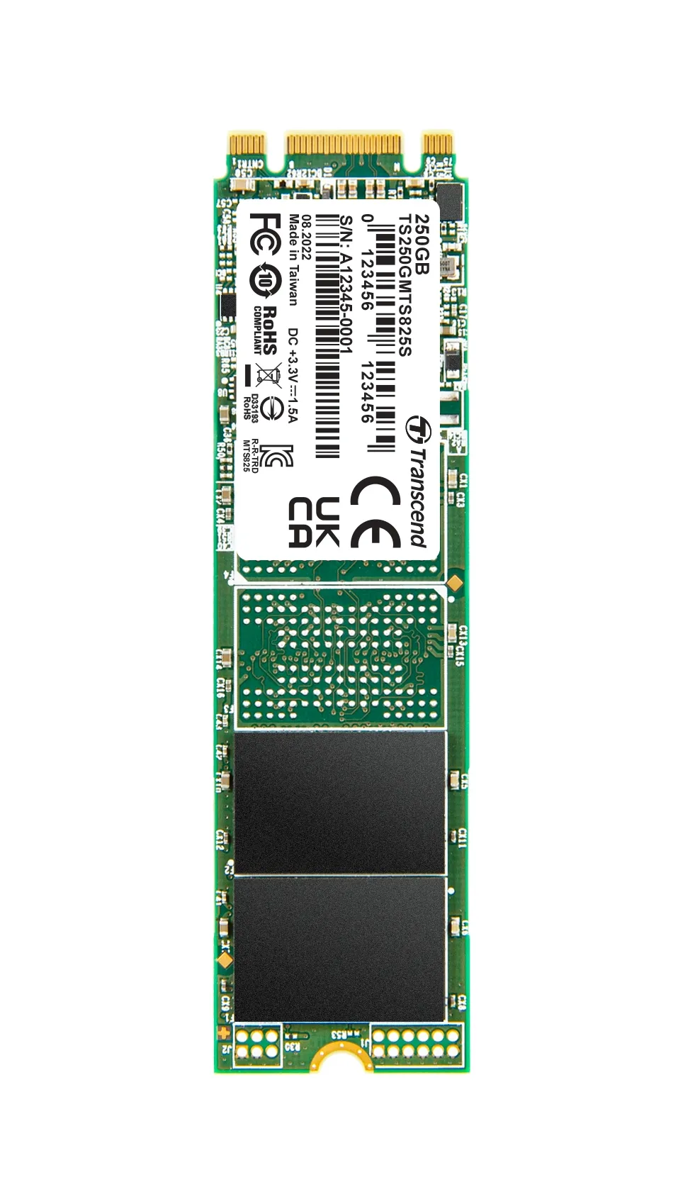 TRANSCEND MTS825S 250GB SSD disk M.2, 2280 SATA III 6Gb/s (3D TLC), 500MB/s R, 3