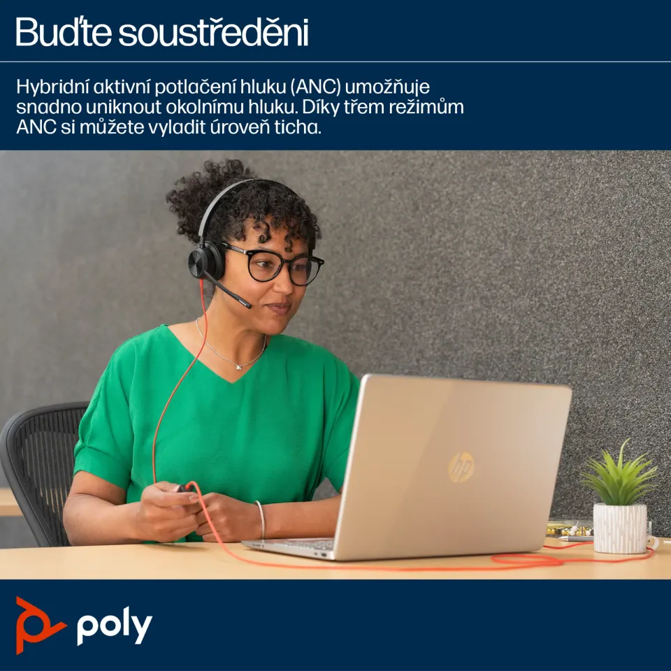 Poly Blackwire 8225 MS Teams náhlavní souprava, USB-C/A adaptér, stereo