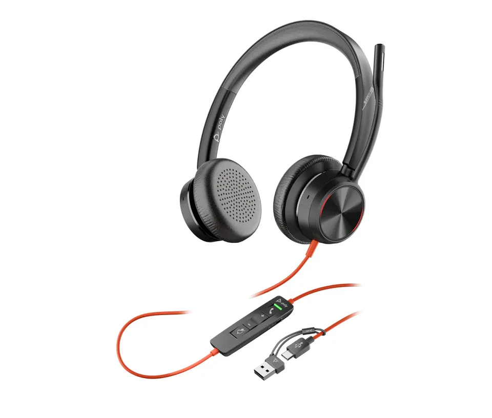 Poly Blackwire 8225 MS Teams náhlavní souprava, USB-C/A adaptér, stereo